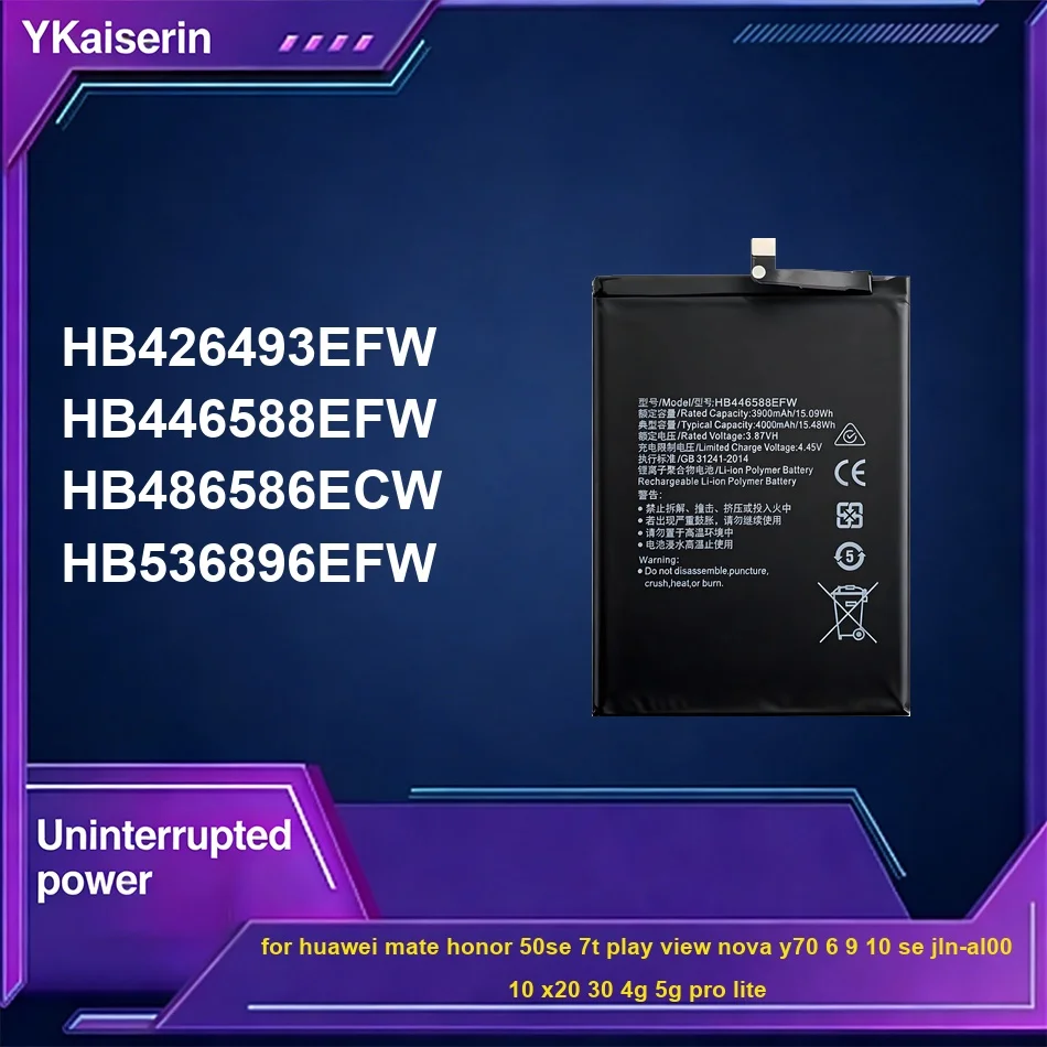 Batería HB486586ECW HB426493EFW para Huawei Mate, Honor 50SE, 7T Play, View, Nova Y70, 6, 9, 10 SE, Jln-AL00, 10, X20, 30, 4G, 5G, Pro, Lite