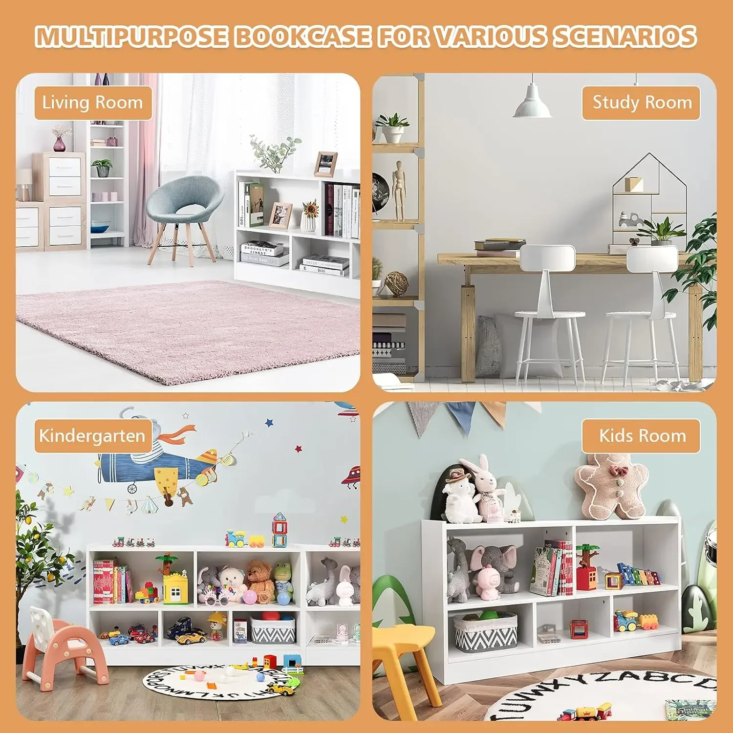 Evalufor Kids-armoire de rangement à 5 sections pour salle d'irritation scolaire, pour organiser les jouets de nettoyage, étagère en bois, meuble de garderie