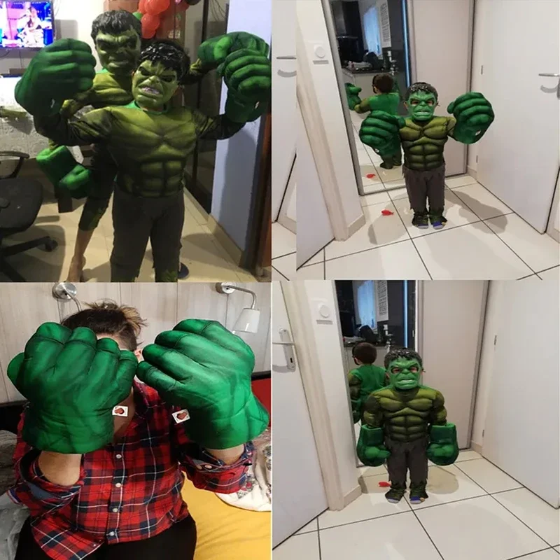 Incredibile Hulk MARVEL Costume Cosplay da supereroe per adulti Bambini Ragazzi Fantasia Gioco di ruolo Vestiti forti con maschera Guanti da pugno ^ 0 * l