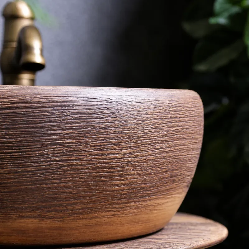 Ceramic Column Balcony Washbasin Floor to Ceiling Bathroom Sink Garden Outdoor Integrated Basin for Courtyard Patio