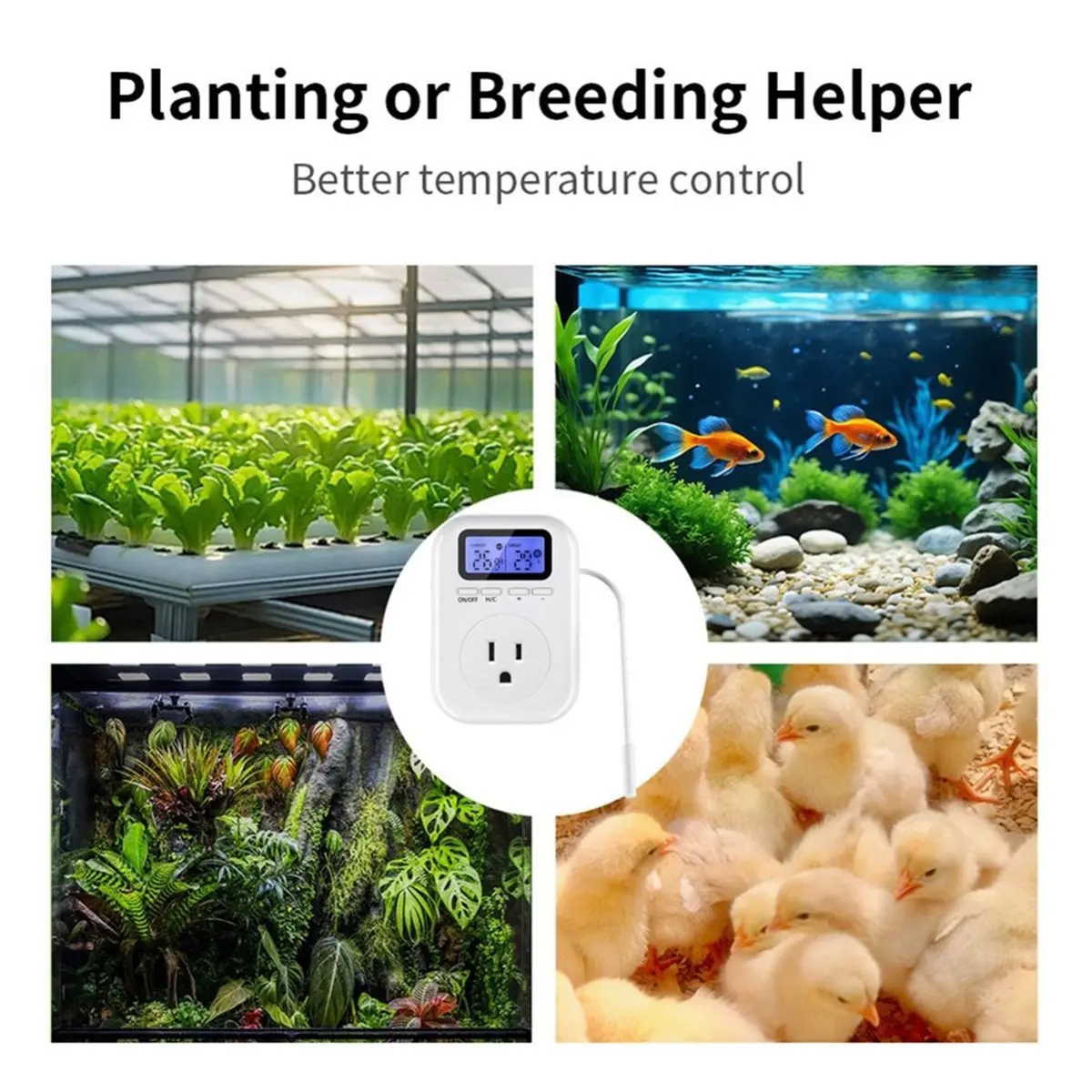 Dynamic Smart Plug Thermostat Temperature Controller with LCD Display Heating/ Cooling Mode °C/℉ Switchable Plug & Play US Plug