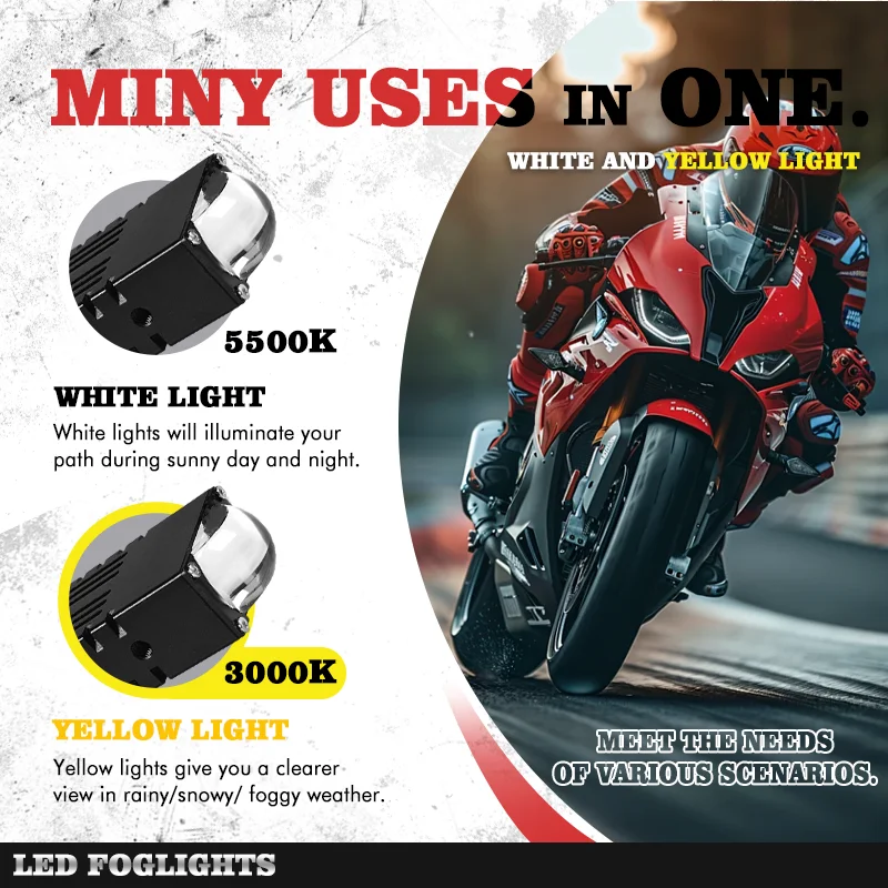 Led العلوي الوفير مصابيح الضباب العارض مصباح قيادة صغير أضواء مساعدة لسيارة دراجة نارية بار الأضواء 5500K 3000k #4