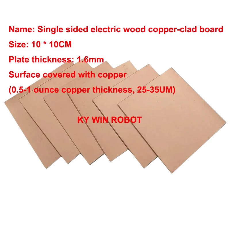 5PCS/LOTS 10*10CM 1.4MM Thick Single-Sided Electric Wood Copper-Clad Laminate Universal Board Universal Board Experimental Boa
