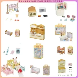 Sylvanian Families Anime Girl Figures Kindergarten Series Happy Primary School Rainbow Castle School Bus Tree Cabin Kids Toy