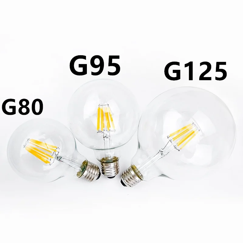 Bombiilas Retro Edison Filament LED Light Bulb E27 AC 220V 240V G80 G95 G125 Globe Light Glass Bulb 2W 4W 6W 8W Lampara LED Lamp