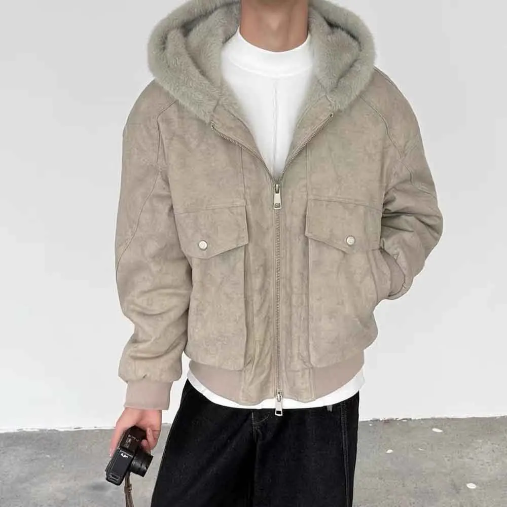 

2025 зимняя новая мужская куртка с длинными рукавами из искусственного меха норки, американская ретро-мода, модный свободный повседневный нишевый мужской топ на High Street