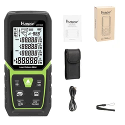 Huepar LM100A Laser Rangefinder 330Ft/100M Backlit LCD Laser Measure M/In/Ft with Li-ion Battery & Electric Angle Sensor