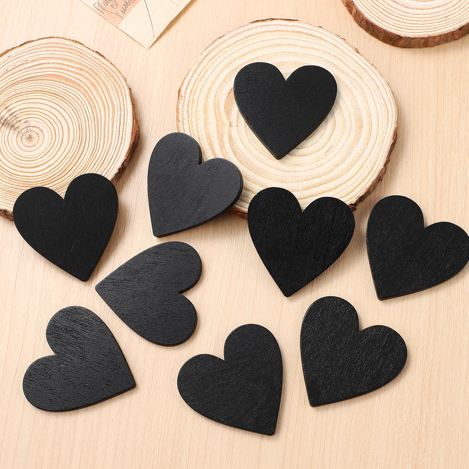 

Heart Shaped Blackboard Wooden Hearts Small Boards Discs Slices Baubles Crafting Decorative Wood Pieces Polished Both