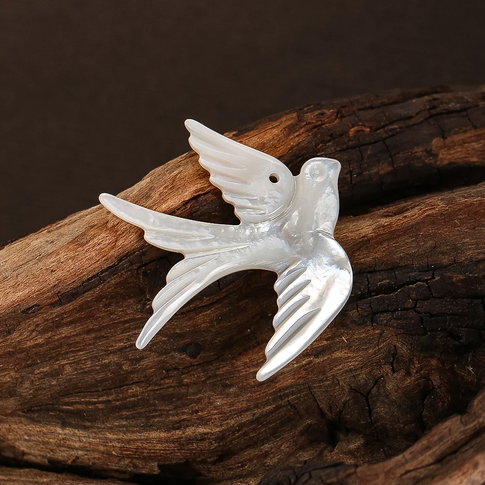 Swallow Shell Pendant Natural White Mother of Pearl Fortune Lucky Dove Charms for DIY Making Necklace Earring Jewelry Accessory