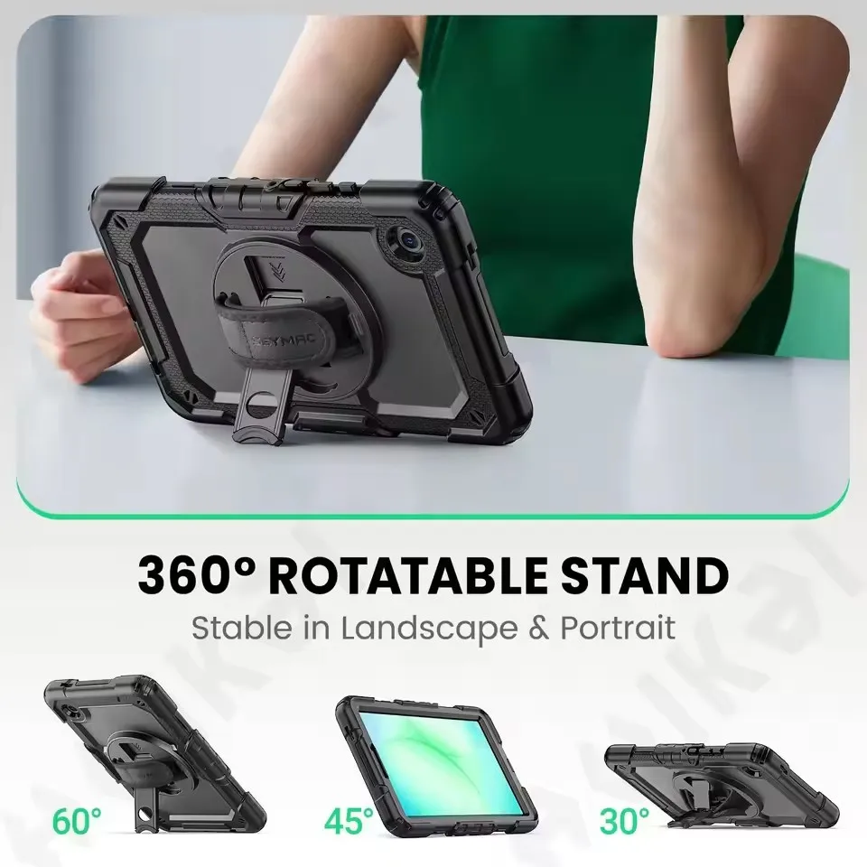 Case for Samsung Galaxy Tab A11 8.7 '' 2025 Heavy Duty Rotating Shockproof Stand Hand Shoulder Strap cover For Galaxy tab A9 8.7