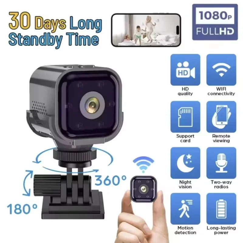 

HD 1080P WiFi Mini Camera LowPower Ultra Long Standby Night Vision Mobile Detection Wireless Webcam Intelligent Surveillance Cam