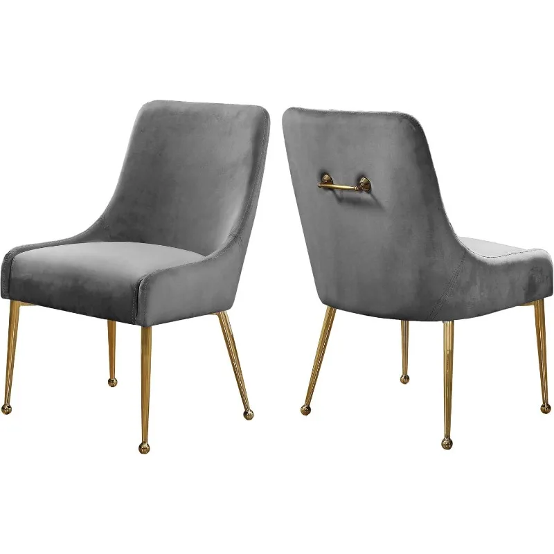 

Modern | Contemporary velvet upholstered dining chair with polished metal legs dinning table chairs