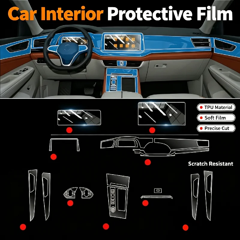 Pour Volkswagen Teramont/Teramont X 21-25, film transparent en TPU souple pour l'intérieur de la voiture, pour écran de console centrale et levier de vitesses.