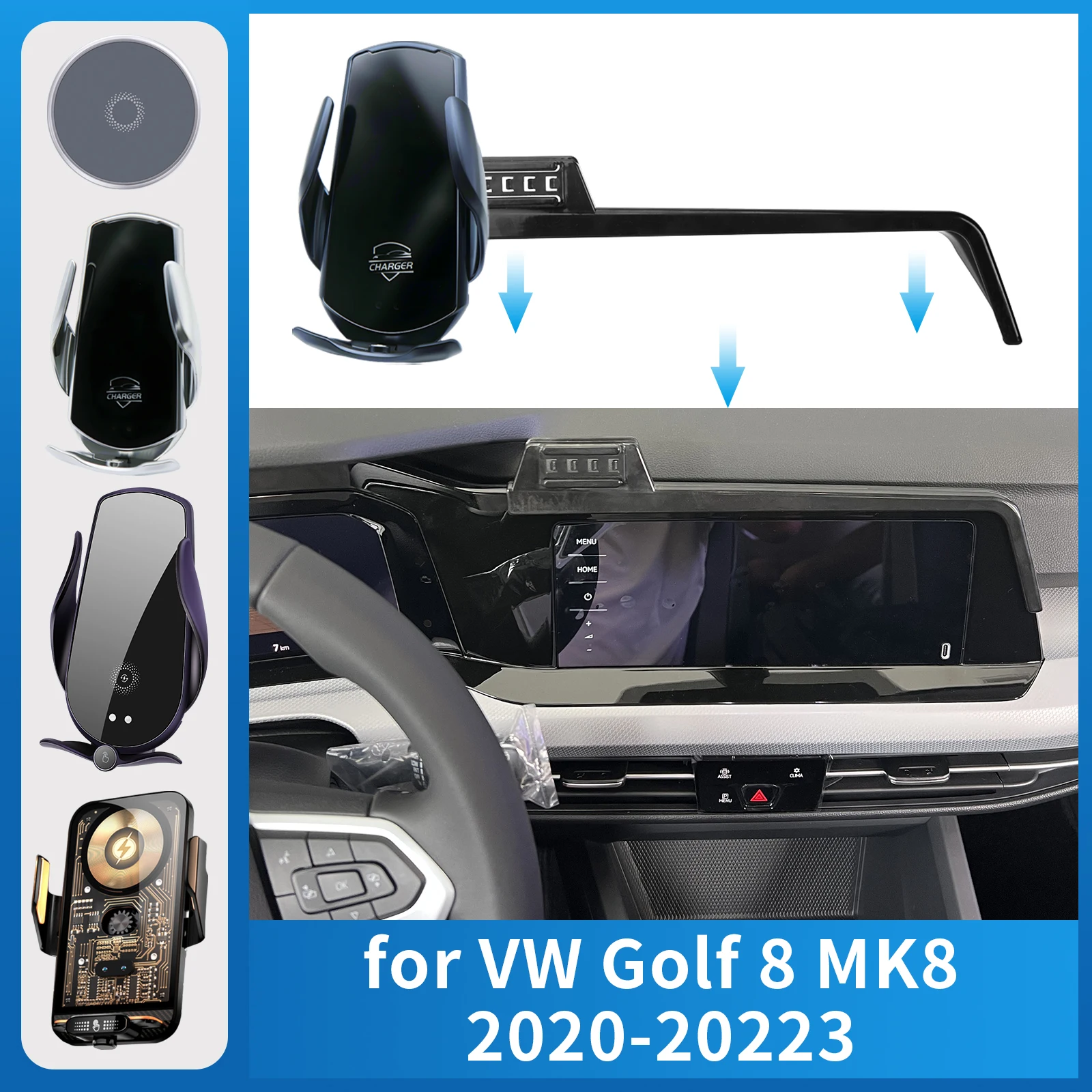 

Car Phone Holder Charging for Volkswagen VW Golf 8 MK8 2020 2021 2022 20223 Screen Navigation GPS Bracket Base Accessories