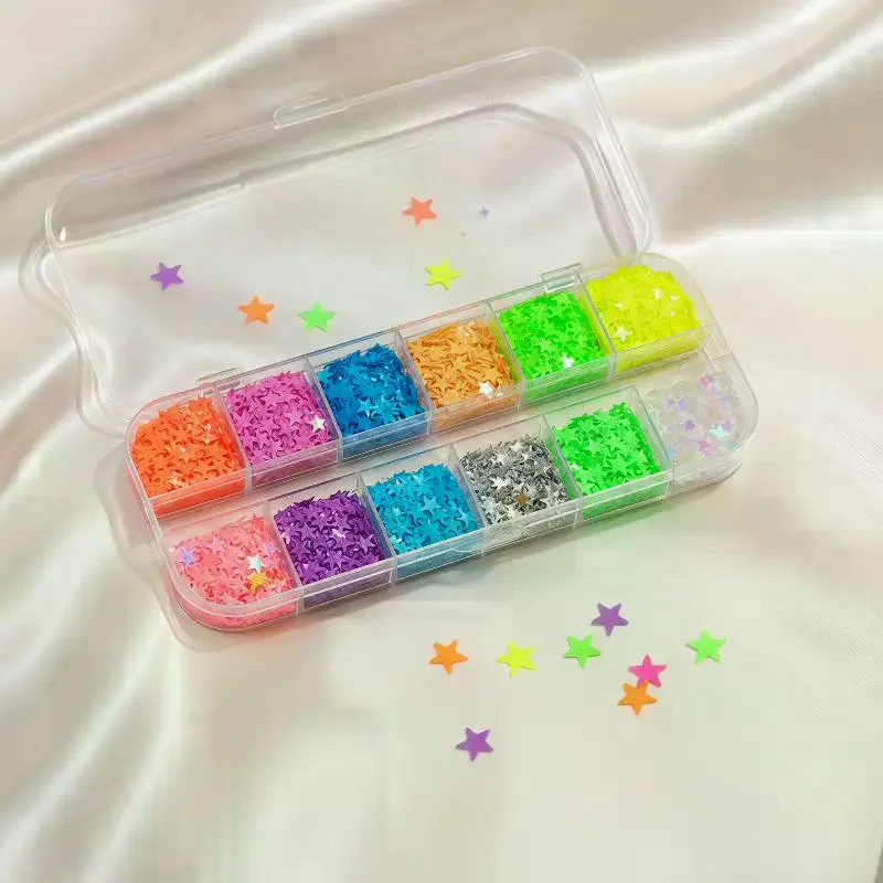 12 Grids Y2K Mini Laser Star Nail Sequins Glitter Five-pointed Stars Nail Flakes Accessories Fillers Manicure Decor