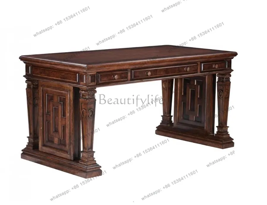 

American light luxury solid wood carving French desk makeup writing table