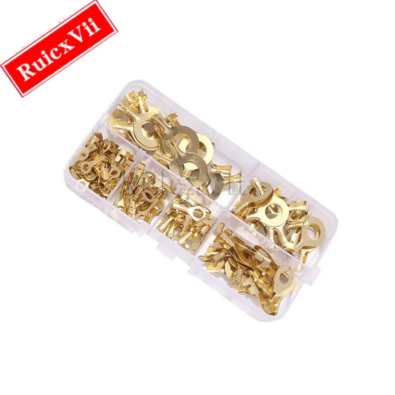 150PCS M3/M4/M5/M6/M8/M10 ring lug eye copper crimping terminal cable connector lug non insulated DIY variety kit