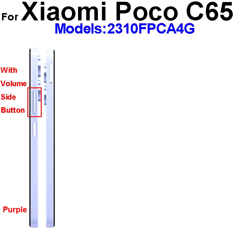 Obudowa środkowej ramki LCD do Xiaomi Poco C65 z tylną pokrywą NFC Obudowa przedniej ramki Obudowa z przyciskami głośności Części naprawcze — zdjęcie produktu 5