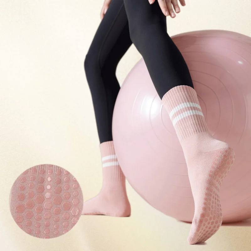 4pairs Women Anti-skid Yoga Socks Grips Cotton Mid-tube Bottom Comfortable Fitness Dance Barre Workout Pilates Socks 8 Colors