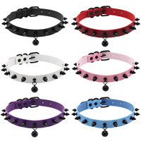 Punk Black Metal Rivet Choker Necklace Sexy Spiked Neck Strap Clavicle Collar Men Necklaces Women Bell Jeweley Cosplay ﻿