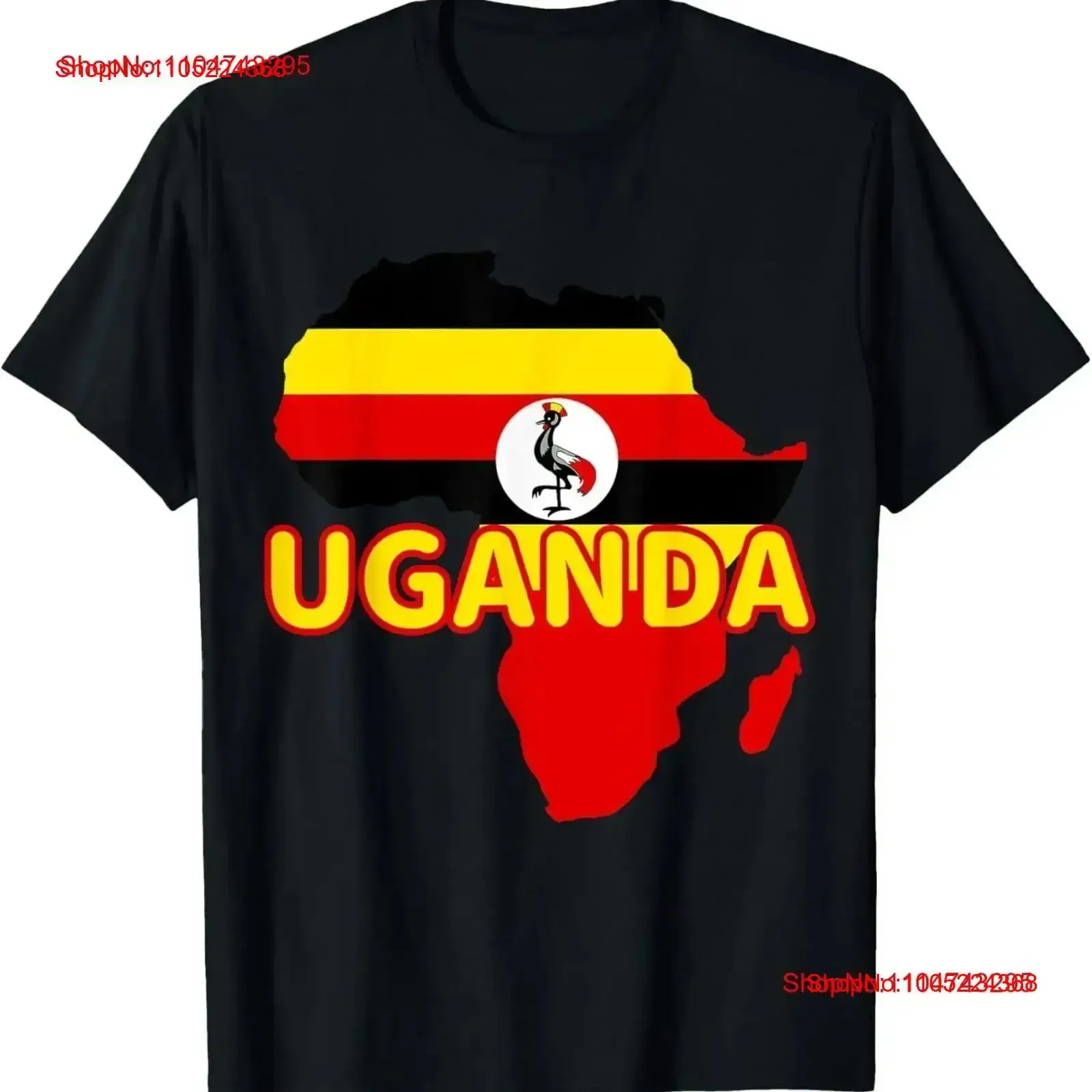

Uganda Ugandan Pride Flag Map Africa Print T Shirt vintage Washed Comfortable Stretched Soft Top For Everyday Wear vintage