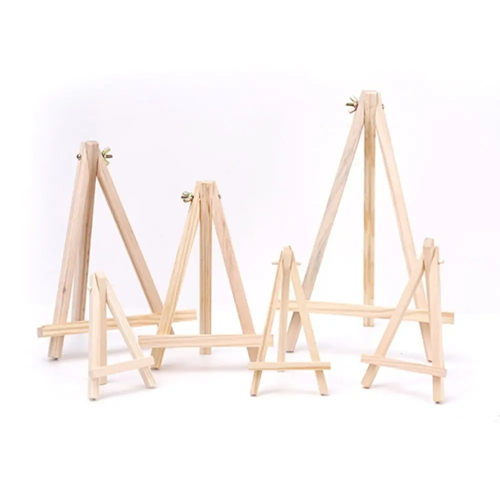 Wood Material Tabletop Easel Small Size Foldable Design Painting Display Holder Triangle Shape Portable Design