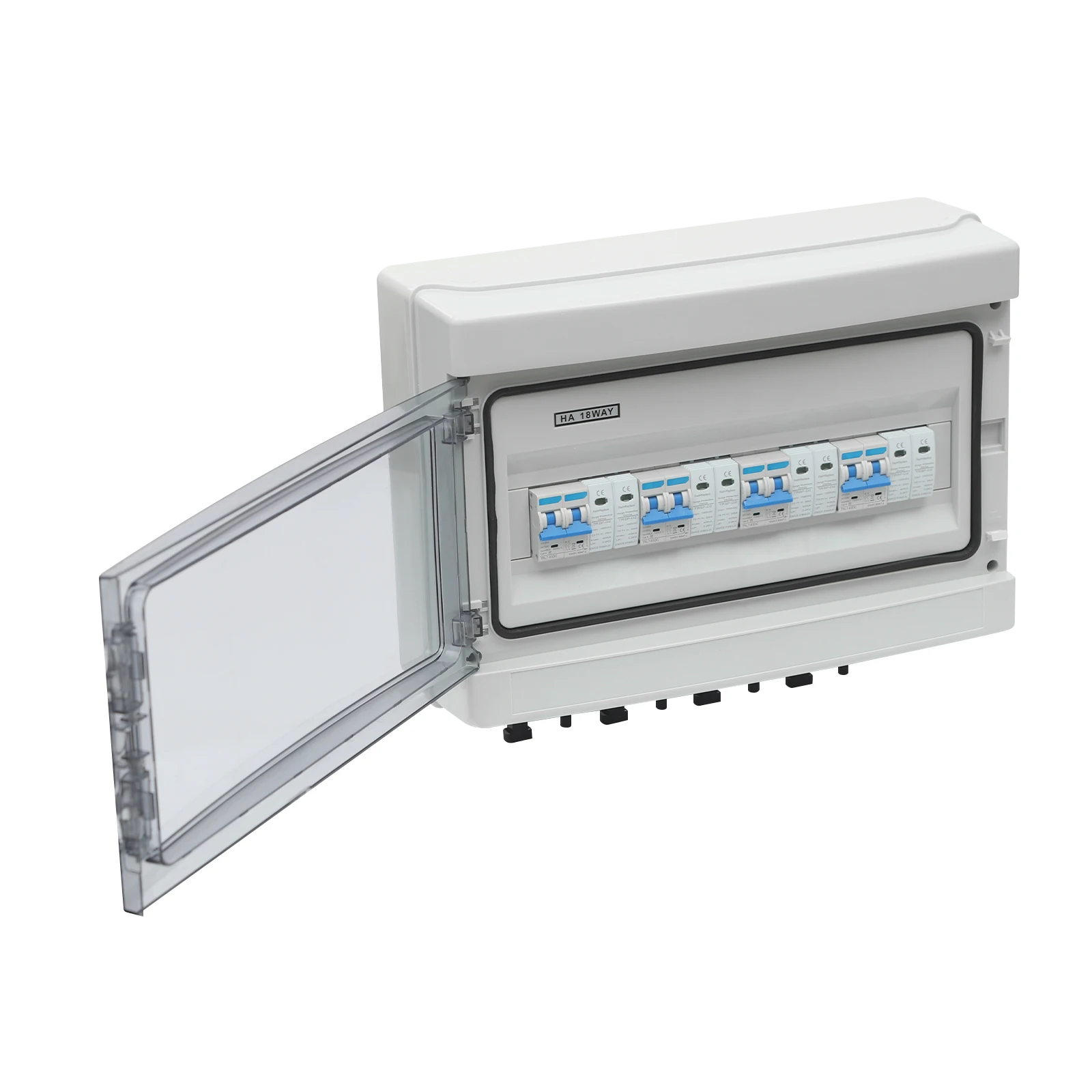1000 V Solar DC PV Combiner Box 4 in 4 Out Isolator Switch Box mit 8 Anschlüssen IP65 wasserdicht, Überspannungsschutz 15 A/25 A – Detail 7