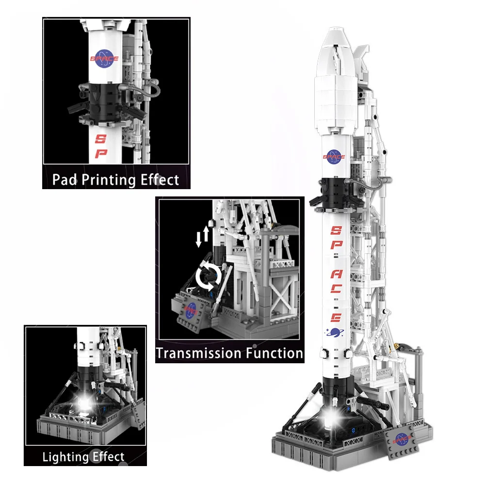 869PCS USA Space X Starship Falcon Heavy Launch System Tower Spaceship Rocket Display Model Building Blocks Bricks Toy Gift