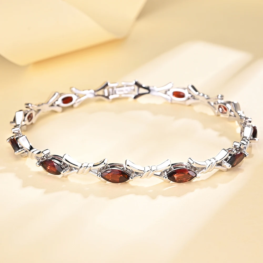 2026, 925 Sterling silver clasp bracelet Natural red garnet mq 4*8mm creative design fine jewelry for women nice gift