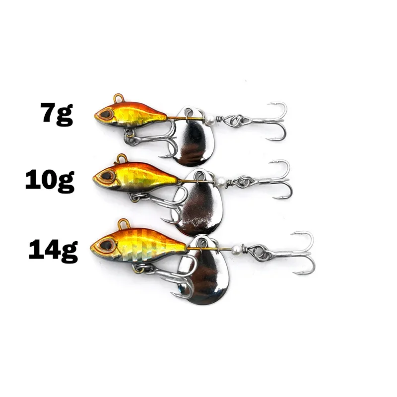 Nueva llegada 1 Uds 7g/10g/14g Metal VIB señuelo de pesca Spinner hundimiento cuchara giratoria Pin Crankbait lentejuelas cebos aparejos de pesca