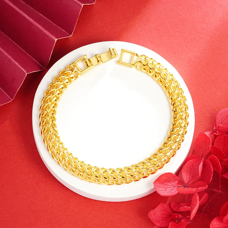 

Роскошный женский браслет из чистого золота 9999 карат из настоящего золота 9999 с пряжкой