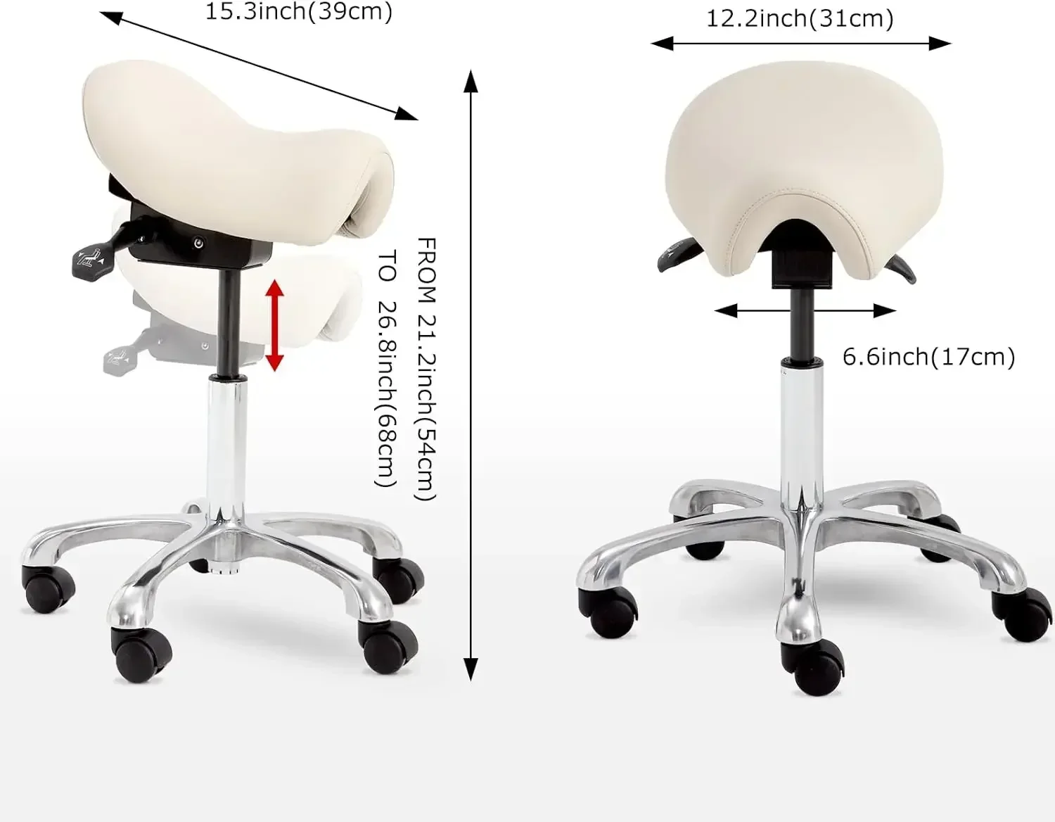 Saddle Chair - Adjustable Saddle Stool for Salon Spa Drafting Tattoo and Lash Tech，chair with lifting wheels, dental chair - view 6
