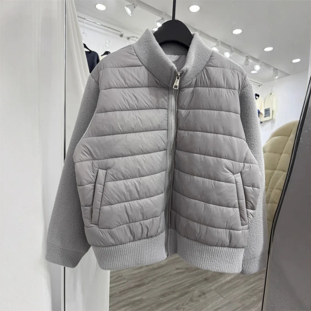 

Новинка 2025 года, хлопковый вязаный кардиган с воротником-стойкой и подкладкой, простой модный женский кардиган из тонкого хлопка