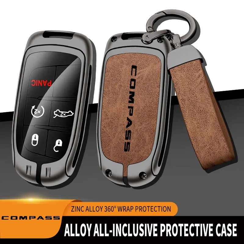 Zinc Alloy Car Key Case Cover Shell Fob For Jeep Compass Remote Control Protector For JEEP Compass Key Cover Auto Accessories