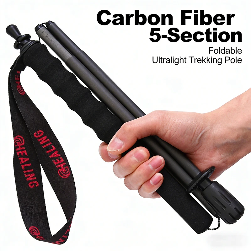 2 Stück Trekkingstöcke aus Kohlefaser 115g Ultraleichte Wanderstöcke Campingstock Faltbarer Spazierstock Reise-Outdoor-Ausrüstung