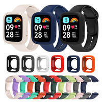 Silicone Strap For Redmi Watch 3 Active/Lite Smart Watch Band + Protective Case Shell