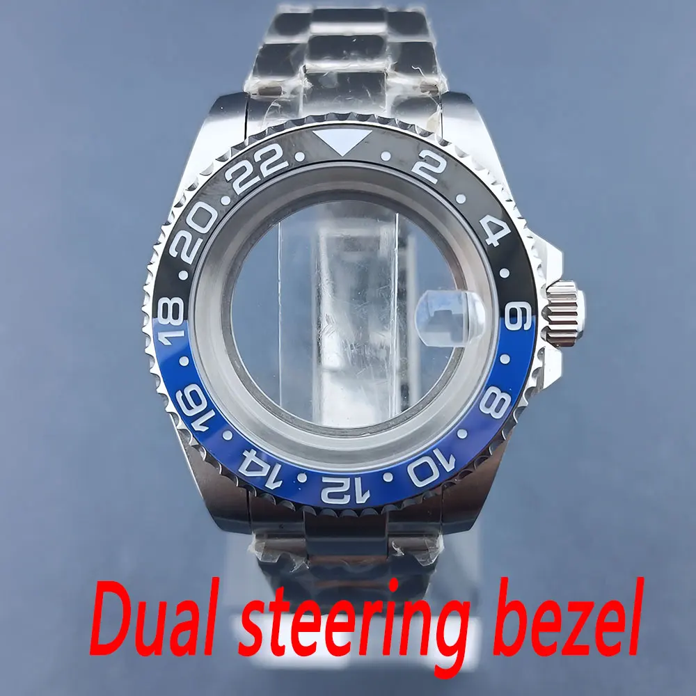 

NH34 movemen double steering bezel watch case 316L stainless steel sapphire glass transparent back 10BAR waterproof FIT NH35