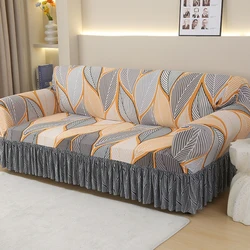 1/2/3/4 Seater Stretch Sofa Cover Elastic Printed Sofa Cover With Skirt Non-slip Armchair Slipcover for Living Room Hotel 1Pcs