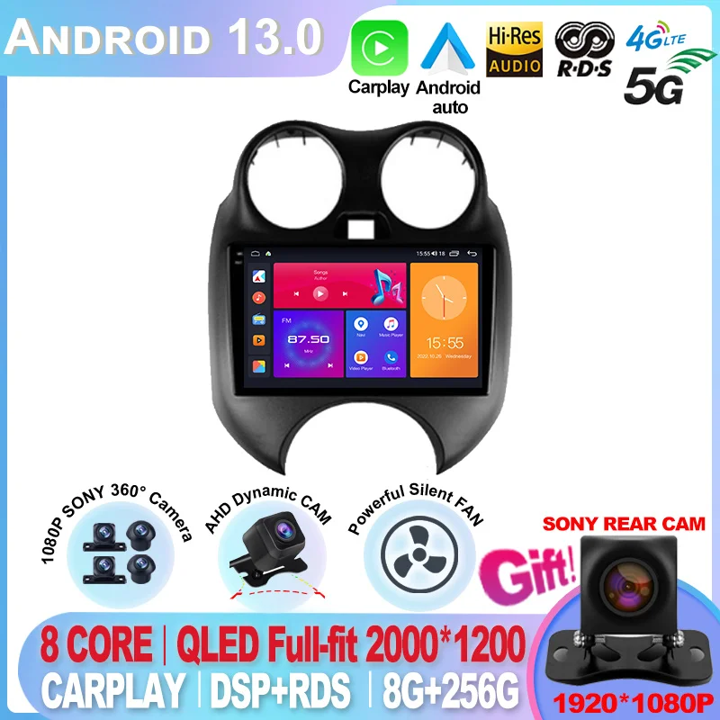 

Android 13 For Nissan March K13 2010 - 2013 QLED Screen Car Radio Multimedia Video Player Navigation stereo GPS 2 din DVD