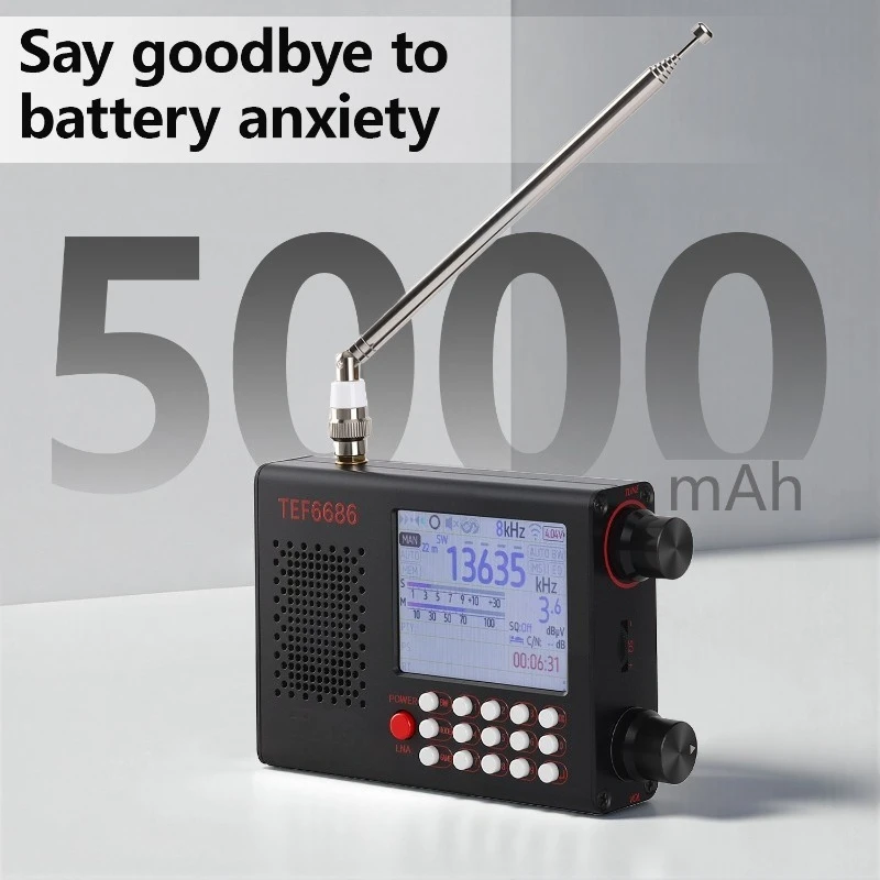 TEF6686 Radio Receiver FM/LW/MW/SW RDS 2.8inch Touch LCD + Battery + Antenna