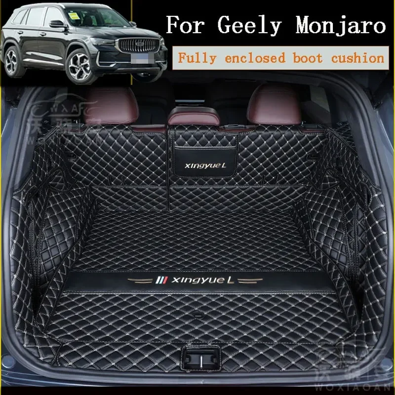 For Geely Monjaro Xingyue L 2022 2023 Car Boot Mat Rear Trunk Liner Cargo Leather Floor Carpet Tray Protector Accessories Mats