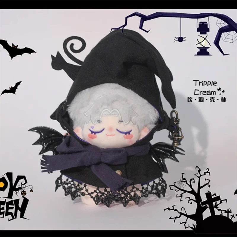 Boneca de algodão de 10cm, roupas de bruxa da moda, bonecaunu de 10cm, capa de gato, série de halloween, acessórios de vestir