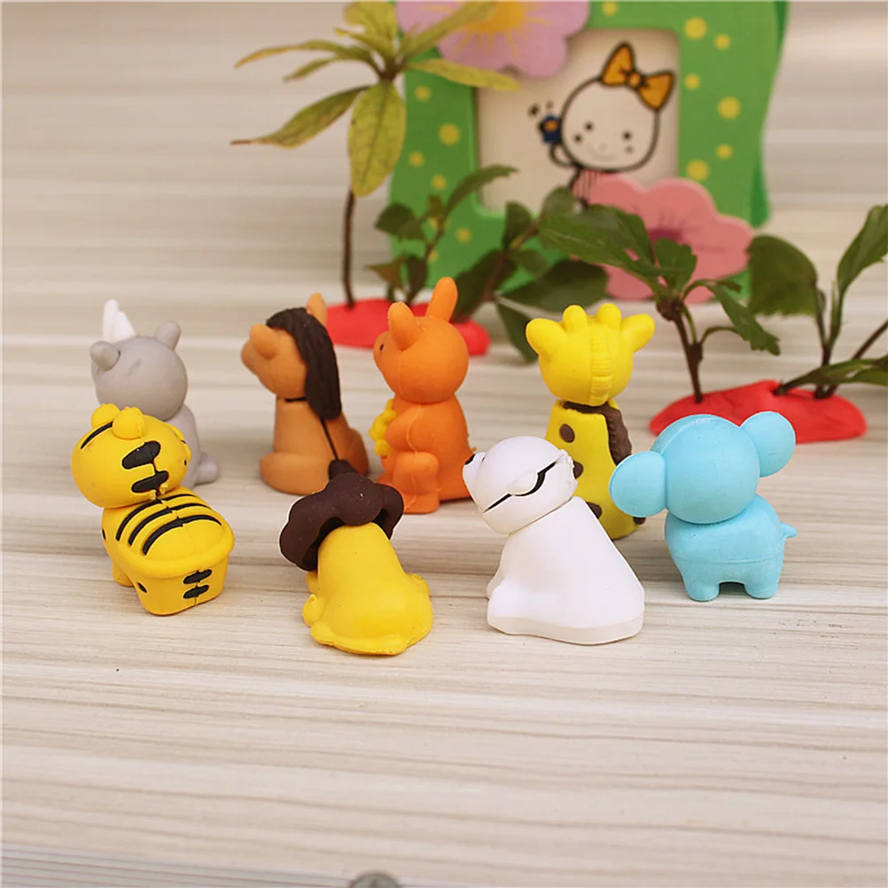 

20Pcs Animal Pencil Eraser Set Nontoxic Safe for Kids Lovely Designs Comfortable Texture School Gift Pencil Eraser