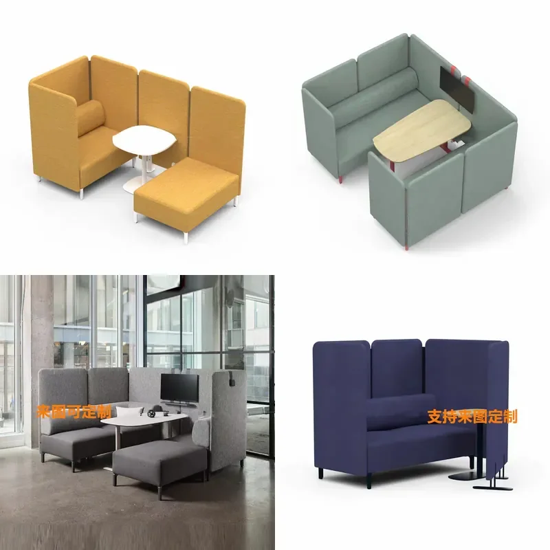 High Back Privacy Partition Sofa with Enclosed Screen for Office Meeting Room Reception Lounge Area Creative Card Seating