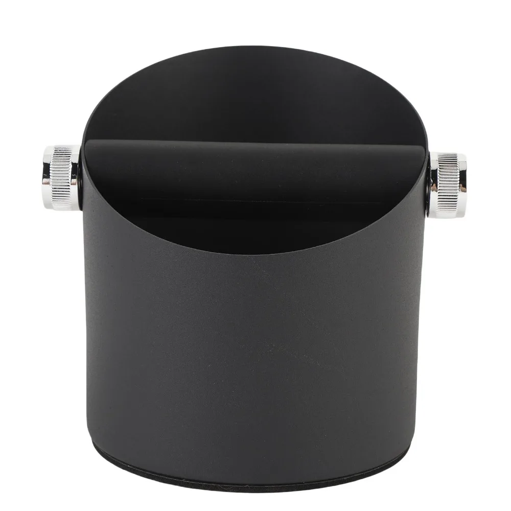 Carbon Steel Coffee Knock Box 20-Puck Capacity Removable Knock Bar Coffee Grounds Bin Slanted-Mouth Non-Slip Base