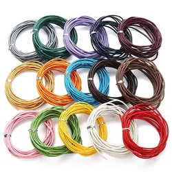 10yards/lot 2mm 100% Genuine Round Leather Cords Jewelry Cords for Leather Bracelet Thread Rope Necklace Jewelry Making Finding
