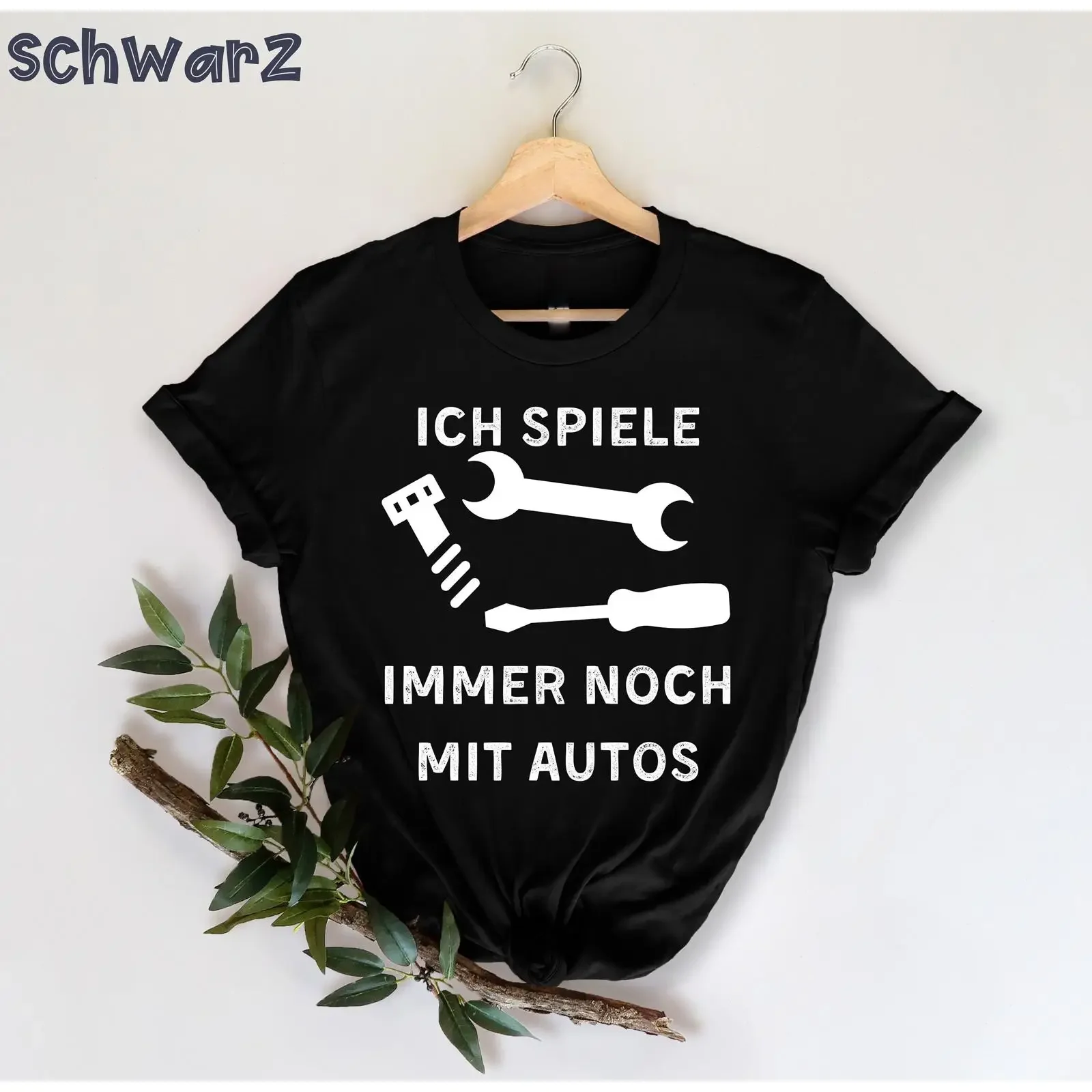 Ich Spiele Immer Noch Mit Autos Funny Car Mechanic T Shirt German Auto Repair Technician Wrench for KFZ  vintage Washed