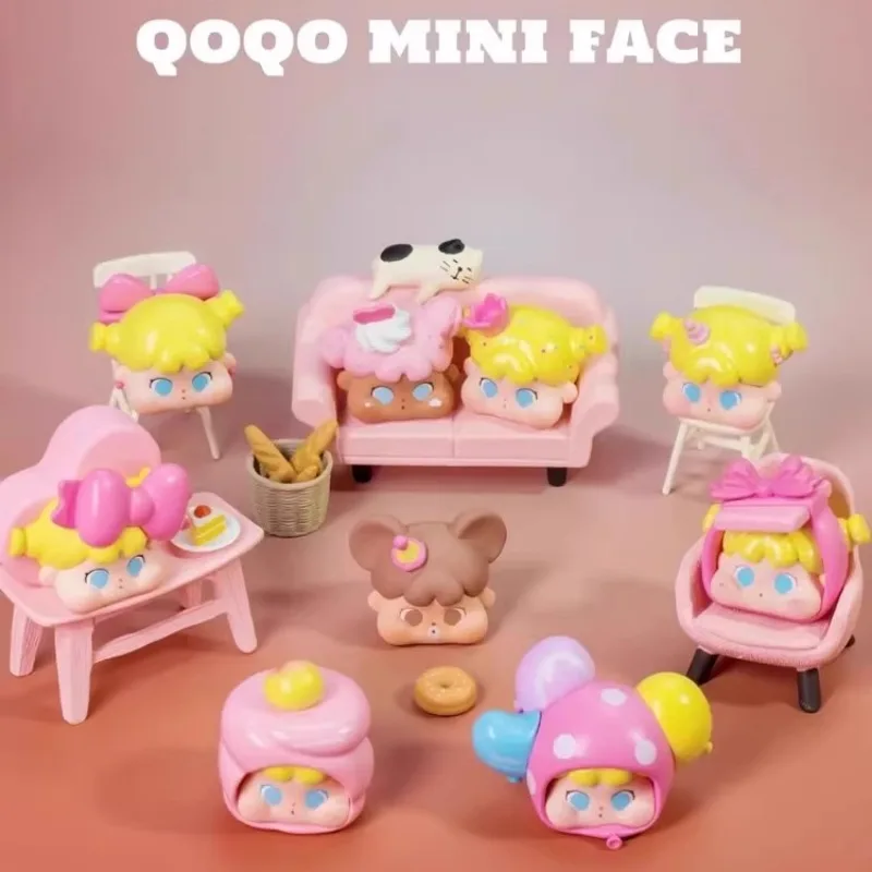 Qoqo Mini Face Pink Birthday Blind Box Toys Mystery Box Cajas Misteriosas Mini Figures Guess Bag Kawaii Dolls for Girls Toys