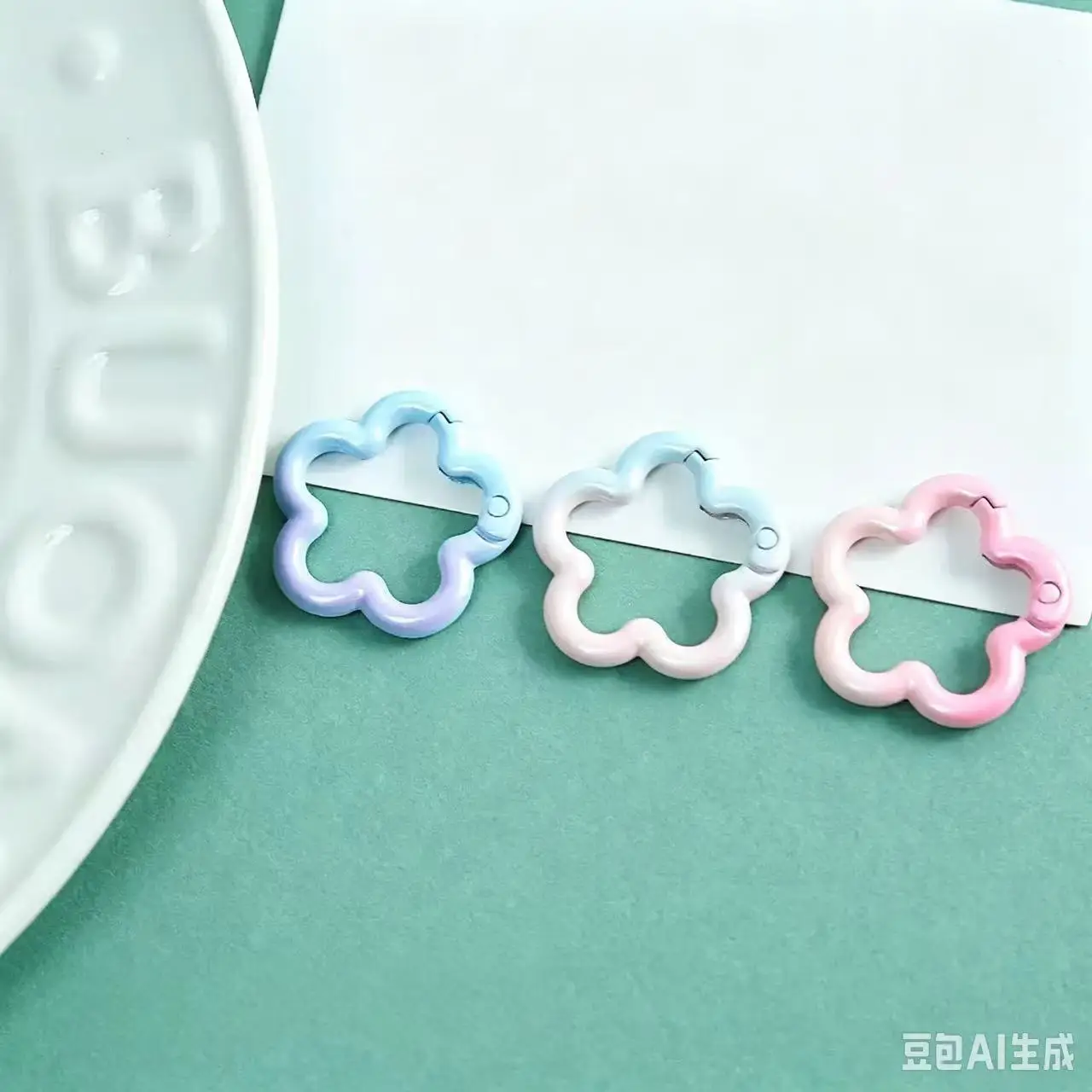 5-10pcs Gradient Flowers Shape Spring Ring Clasps for DIY Jewelry