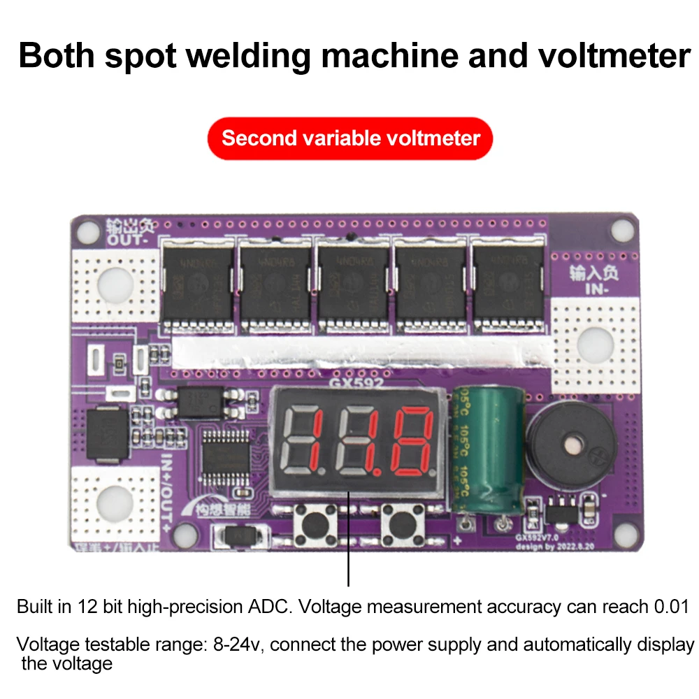 Spot Welder DIY Kit 100 Gears of Power Adjustable Spots Welding Control Board for Welding 18650 Battery 0.1-0.15mm Nickel Sheet